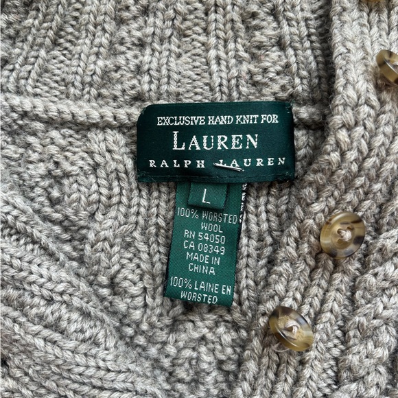 Vintage Ralph Lauren Wool Cable Knit 1/4 Button Up - Picture 2 of 2